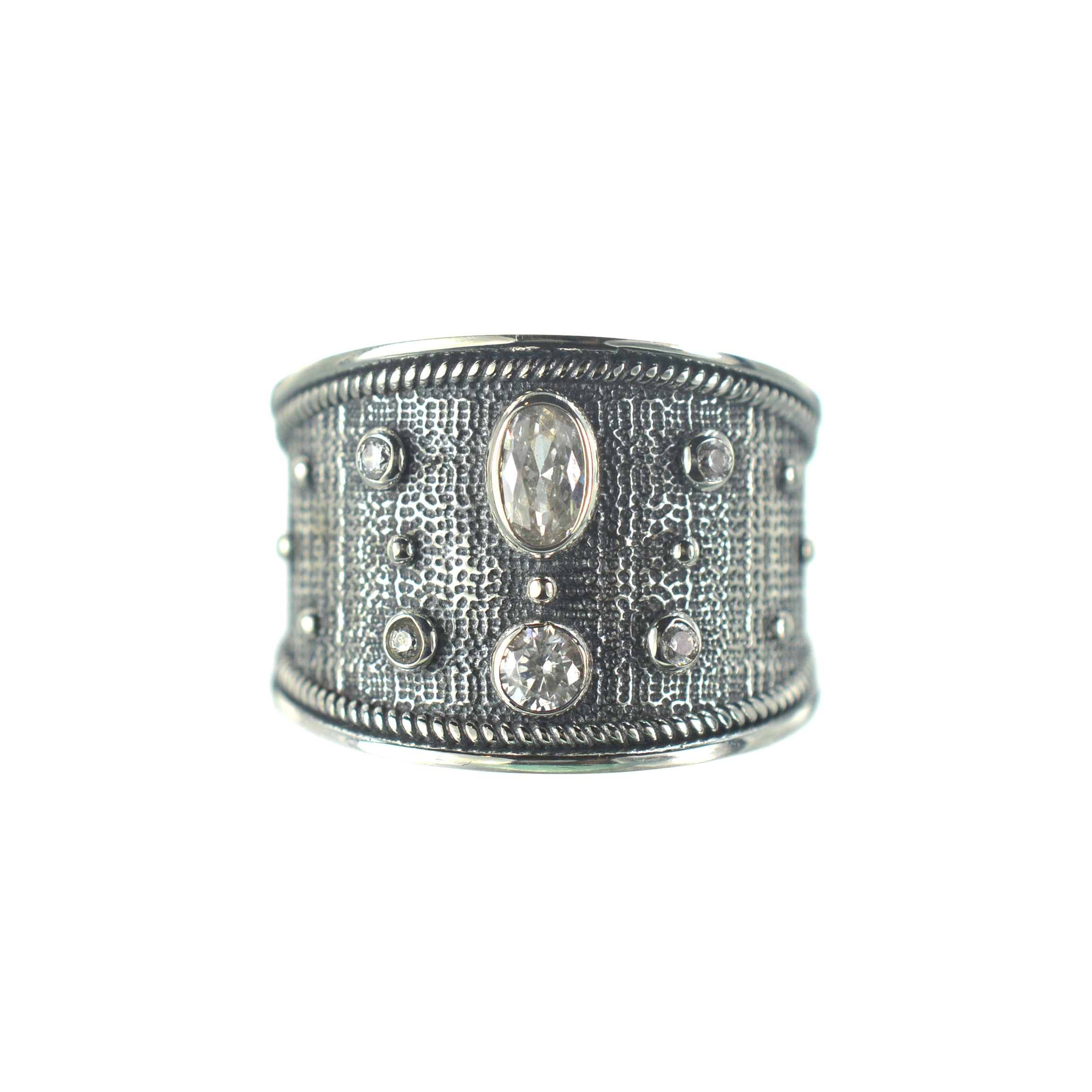 Ασημένιο 925 σκαλιστό δαχτυλίδι με πέτρες ζιργκόν