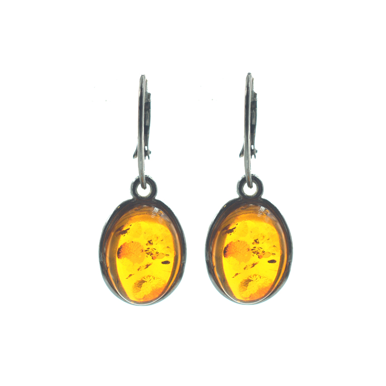 Ασημένια 925 Σκουλαρίκια με Κεχριμπάρι