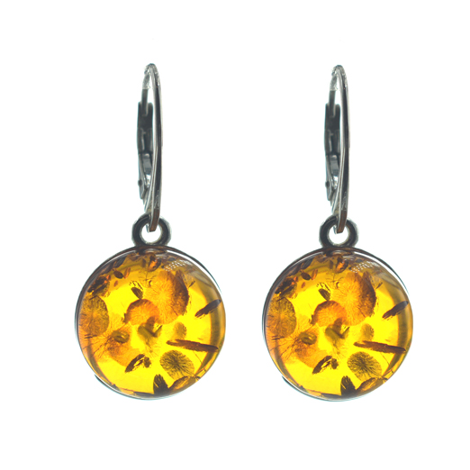 Ασημένια 925 Σκουλαρίκια με Κεχριμπάρι