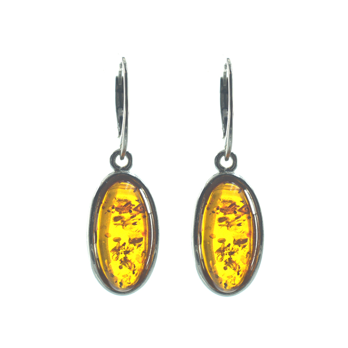 Ασημένια 925 Σκουλαρίκια με Κεχριμπάρι