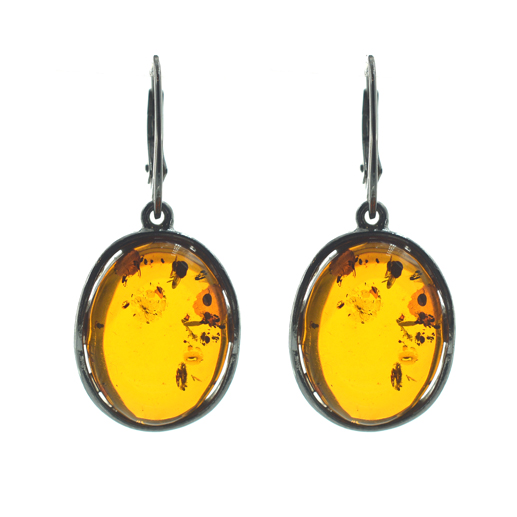 Ασημένια 925 Σκουλαρίκια με Κεχριμπάρι