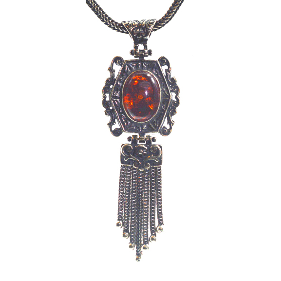 Ασημένιο 925 μενταγιόν με κεχριμπάρι