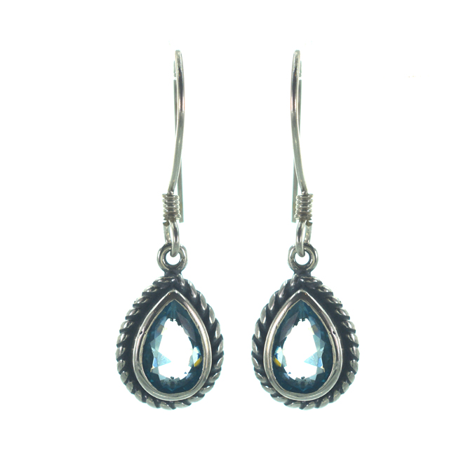 Ασημένια 925 σκουλαρίκια με ακουαμαρίνα