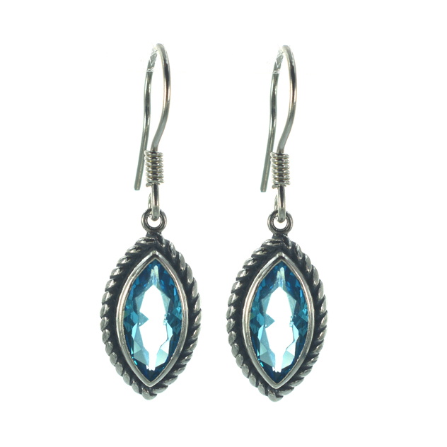 Ασημένια 925 σκουλαρίκια με ακουαμαρίνα