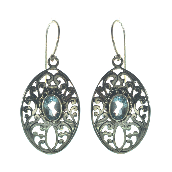 Ασημένια 925 σκουλαρίκια με ακουαμαρίνα