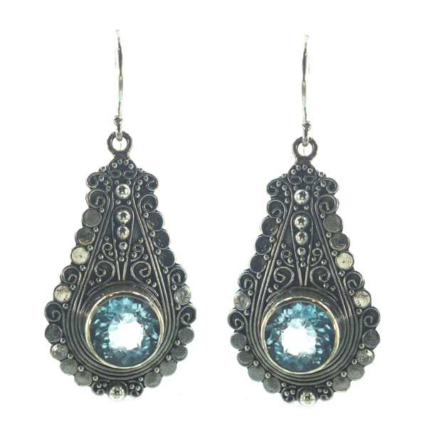 Ασημένια 925 σκουλαρίκια με ακουαμαρίνα