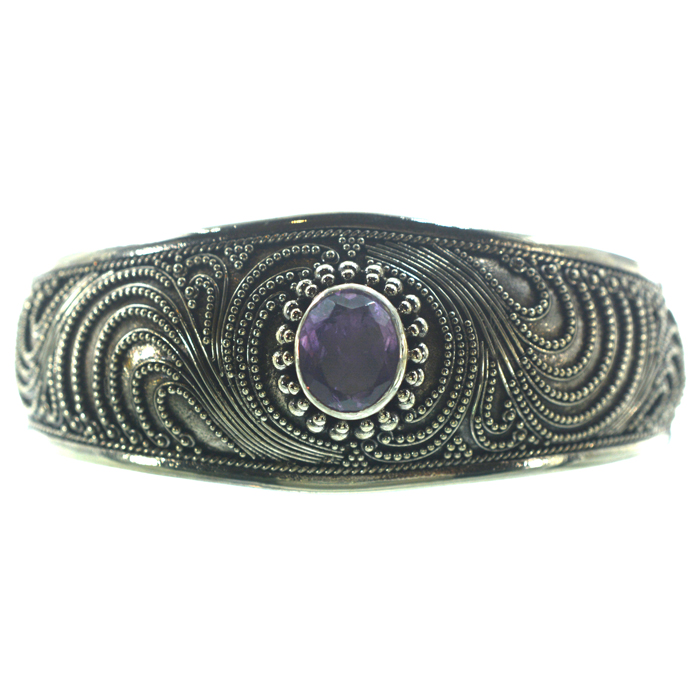 Ασημένιο 925 Χειροποίητο Βραχιόλι με αμέθυστο