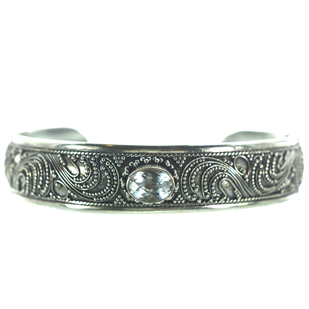 Ασημένιο 925 Χειροποίητο Βραχιόλι με ακουαμαρίνα πέτρα