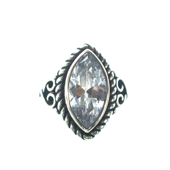 Ασημένιο 925 σκαλιστό δαχτυλίδι με ζιργκόν