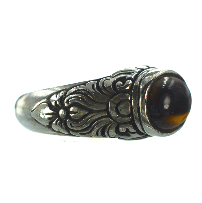 Ασημένιο 925 Δαχτυλίδι με Μάτι Τίγρης - Image 2