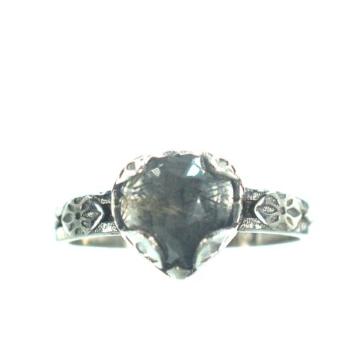 Ασημένιο 925 δαχτυλίδι καρδιά με ρουτίλιο