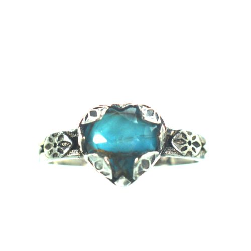 Ασημένιο 925 δαχτυλίδι καρδιά με τυρκουάζ