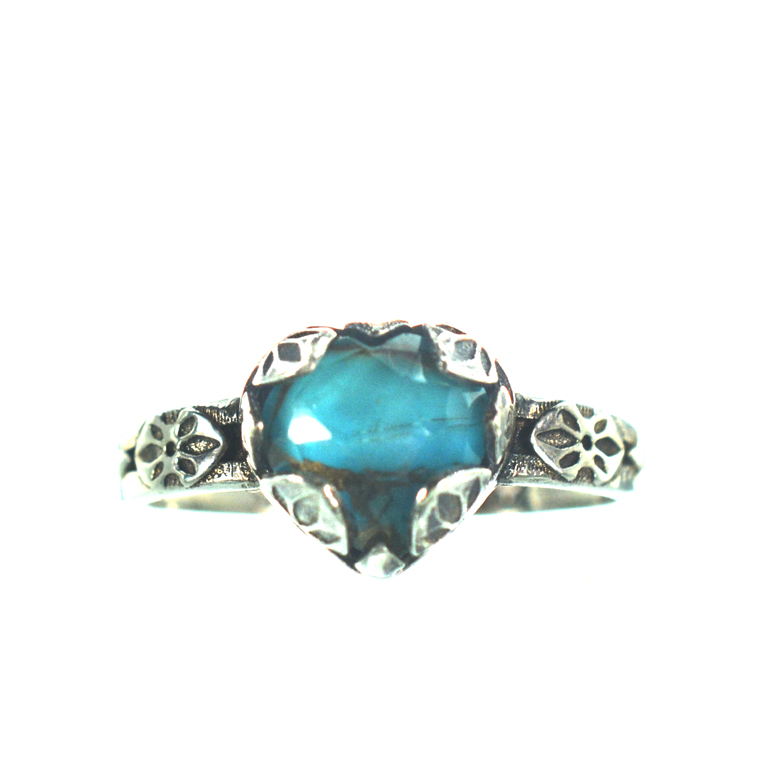 Ασημένιο 925 δαχτυλίδι καρδιά με τυρκουάζ