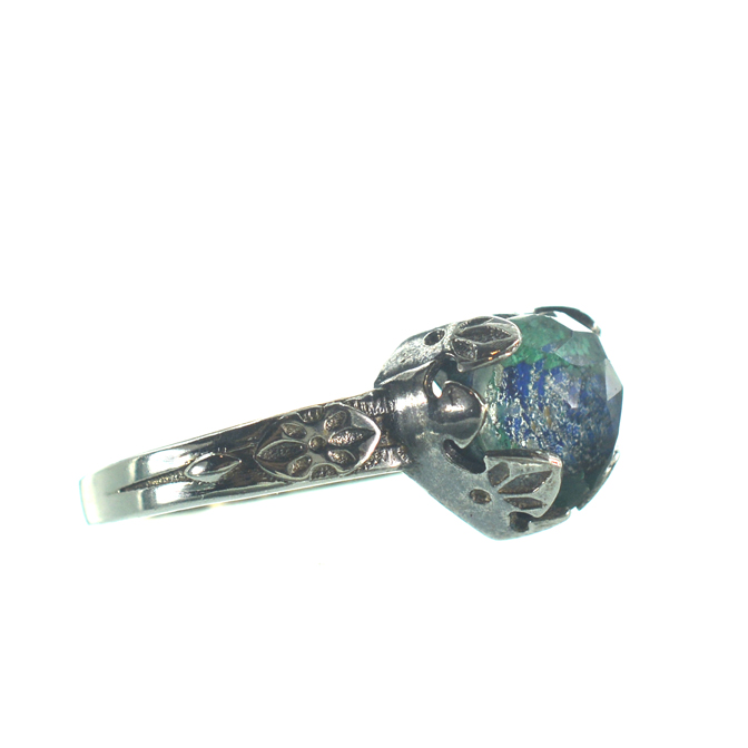 Ασημένιο 925 δαχτυλίδι καρδιά με αζουρίτη - Image 2