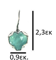 Ασημένια 925 σκουλαρίκια καρδιές με αμαζονίτη - Image 3