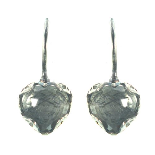 Ασημένια 925 σκουλαρίκια καρδιές με ρουτίλιο