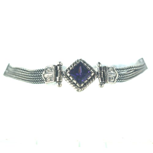 Ασημένιο 925 βραχιόλι αλυσιδωτό με αμέθυστο