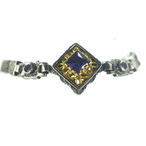 Ασημένιο 925 βραχιόλι αλυσιδωτό με αμέθυστο