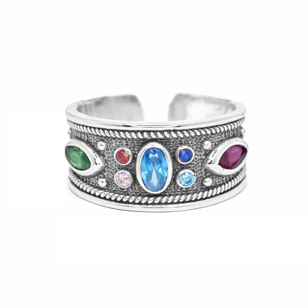 Βυζαντινό Ασημένιο 925 Δαχτυλίδι με Ζιργκόν