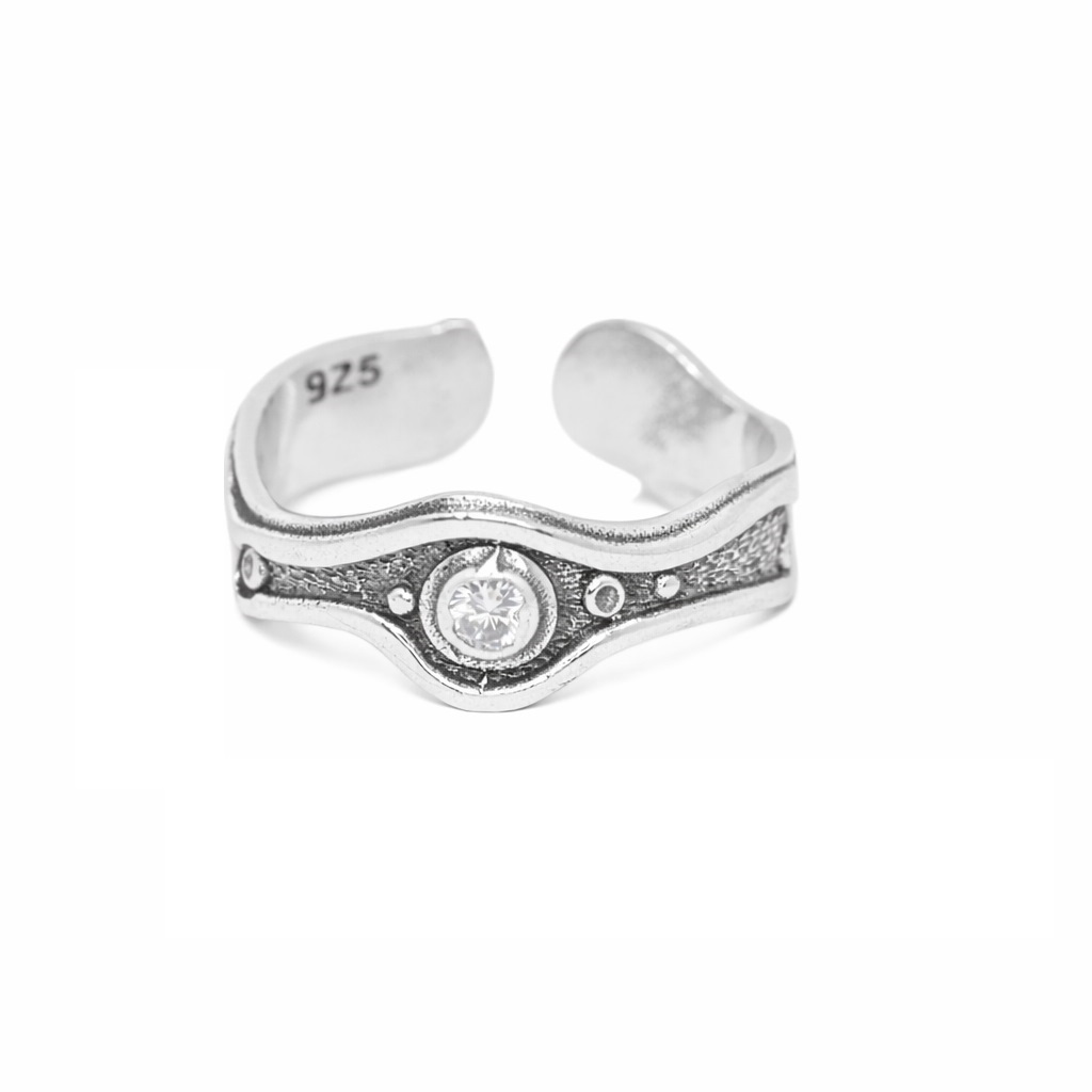 Βυζαντινό Ασημένιο 925 Δαχτυλίδι με Ζιργκόν