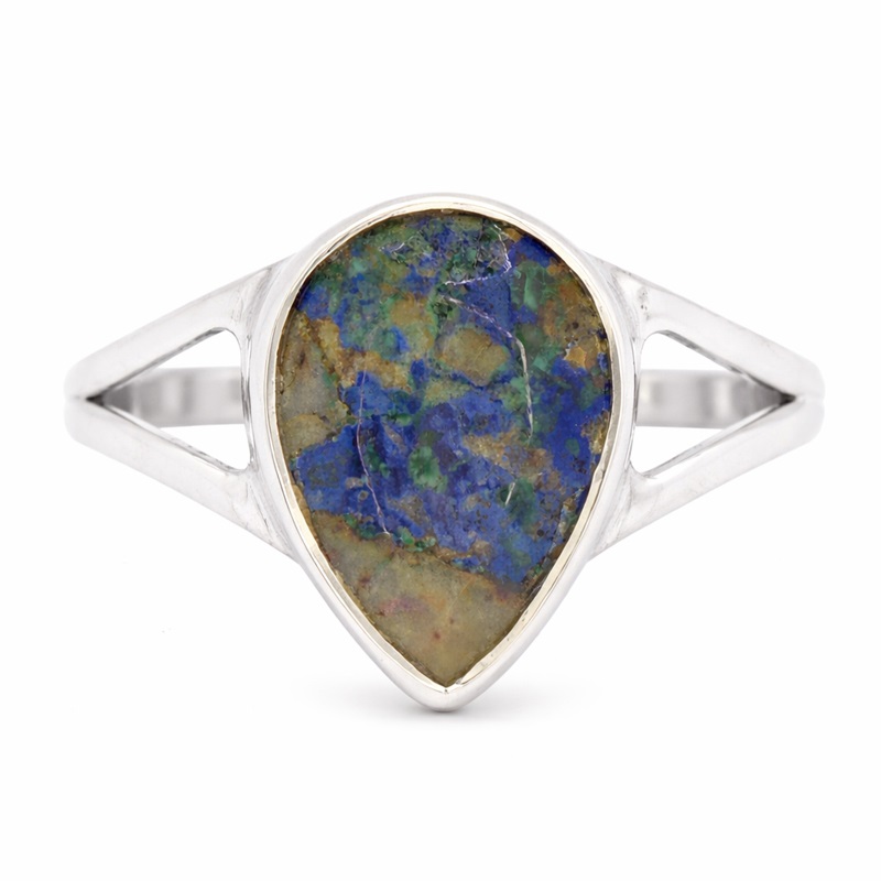 Βυζαντινό Ασημένιο 925 Δαχτυλίδι με Αζουρίτη