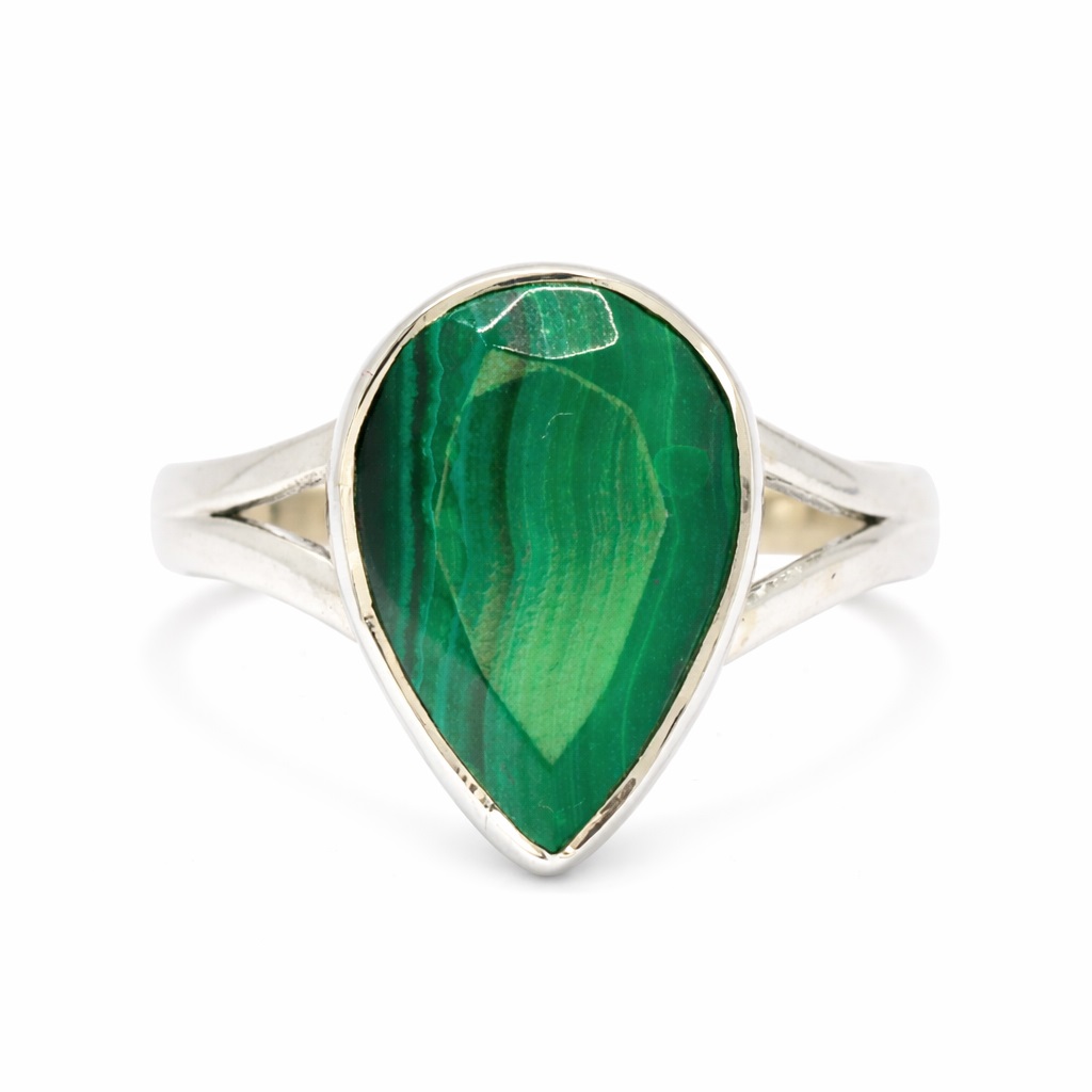 Βυζαντινό Ασημένιο 925 Δαχτυλίδι με Μαλαχίτη