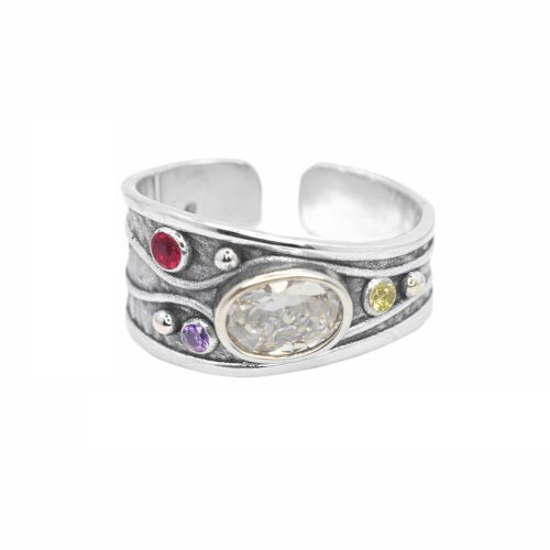 Βυζαντινό Ασημένιο 925 Δαχτυλίδι με Ζιργκόν