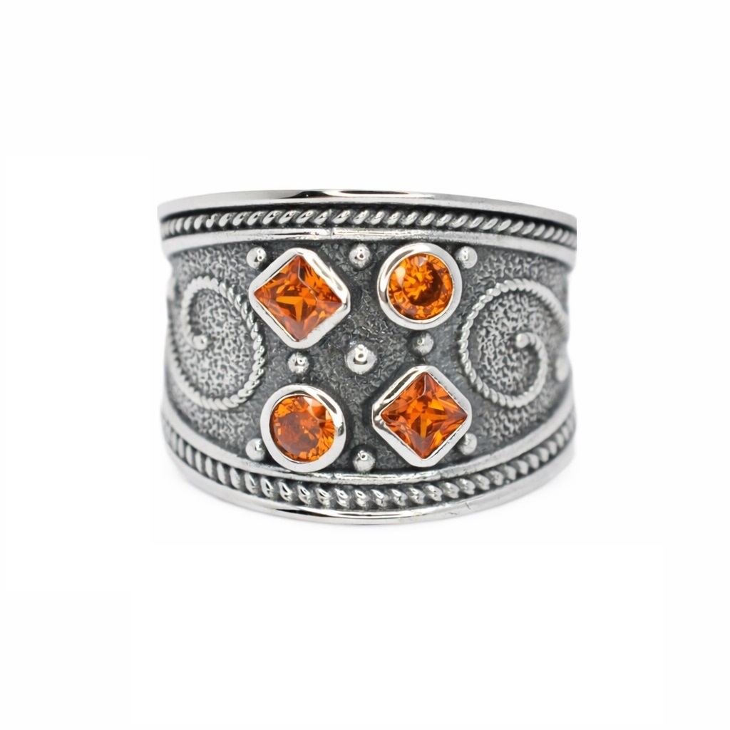 Βυζαντινό Ασημένιο 925 Δαχτυλίδι με Ζιργκόν