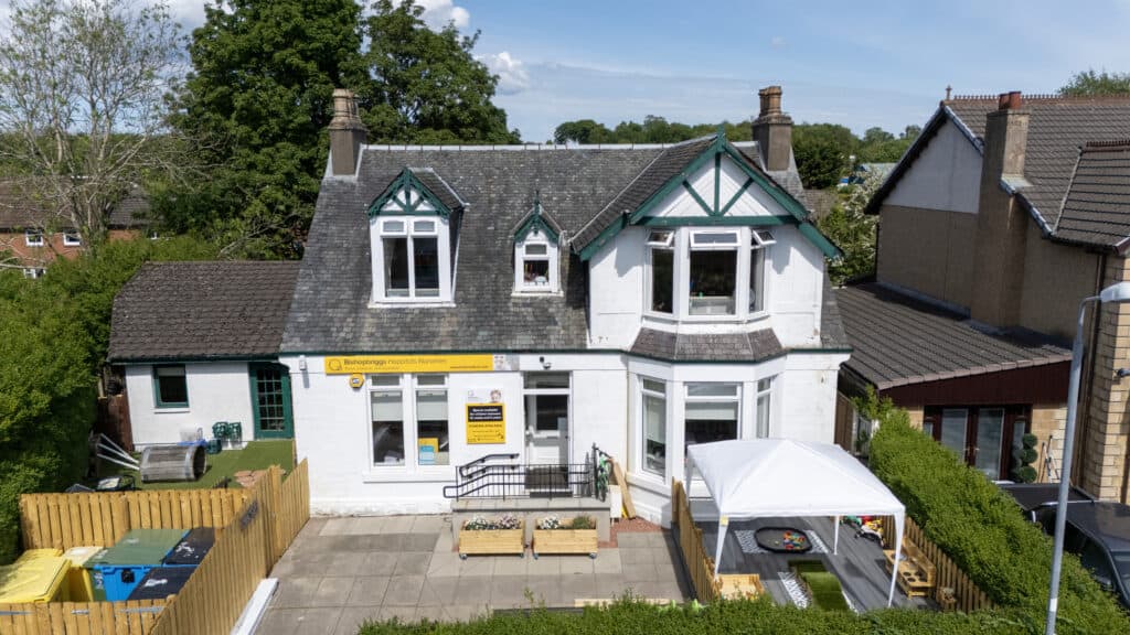Bright childcare facility with play area, outdoor activities, and nursery rooms at Thrive Childcare centre in Bishopbriggs. Safe, engaging environment for children's early education and development.