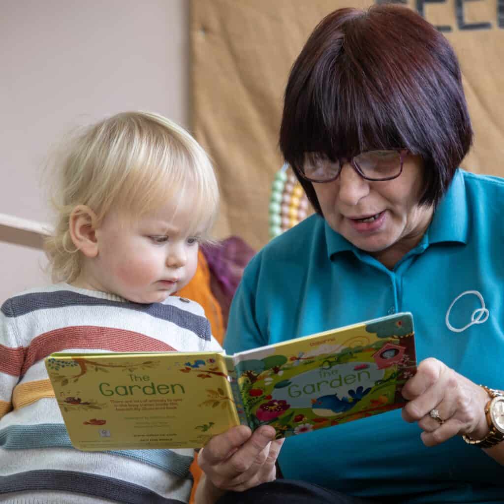 Brightly coloured children's book about gardening reading activity at Thrive Childcare, fostering early literacy and love for nature among young children.