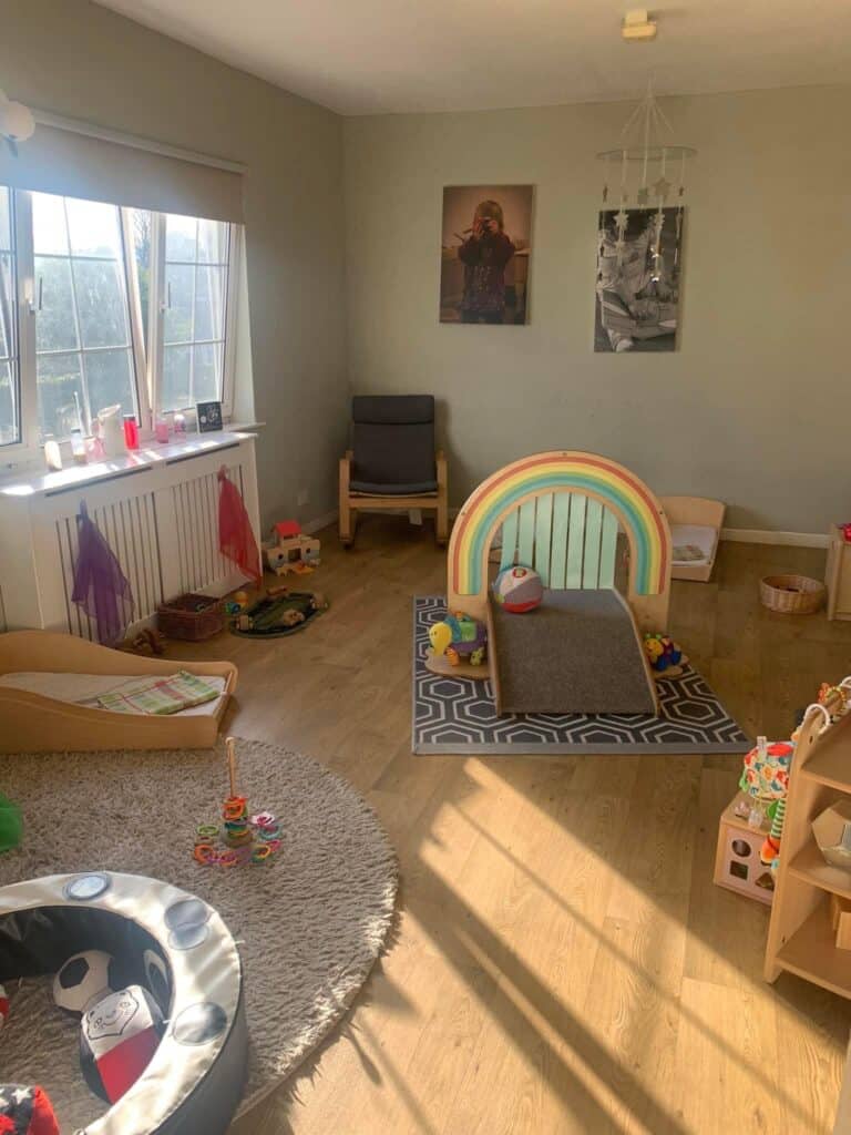 Bright and welcoming toddler playroom at Thrive Childcare with colourful toys, learning & activity areas, natural sunlight, ideal for early childhood development and fun educational activities.