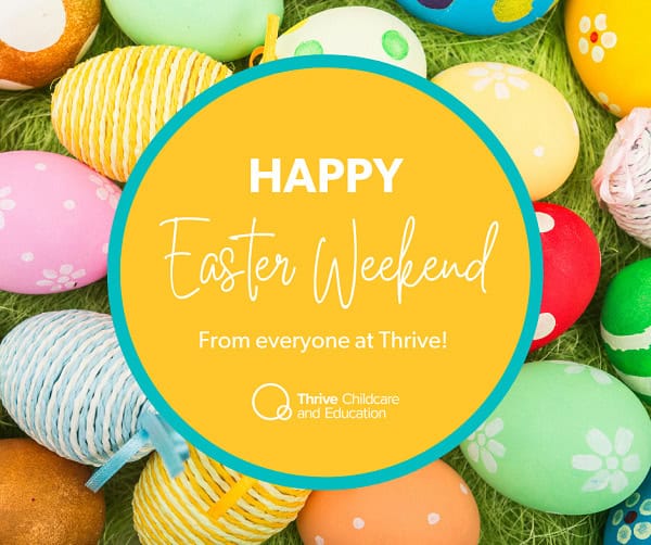 Colourful Easter eggs for children at Thrive Childcare, promoting a joyful and educational environment for early childhood development.