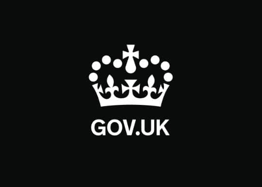 A crown logo above the text GOV.UK on a black background, representing UK government official branding.