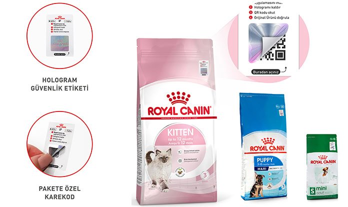 Royal Canin, orijinallik doğrulaması için hologramlı QR kullanıyor