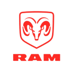 RAM logo featuring a heart-shaped shield and ram horns in red and black.