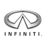 Infiniti logo with sleek silver emblem and black background.