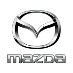 Mazda emblem logo on a black background for automotive branding.