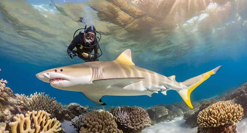 Underwater Photographer Capturing Lemon Sharks in Their Natural Habitat