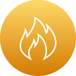 Yellow Circle With A White Flame Icon In The Center.