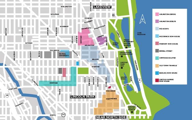 Map of historic districts in Lincoln Park.