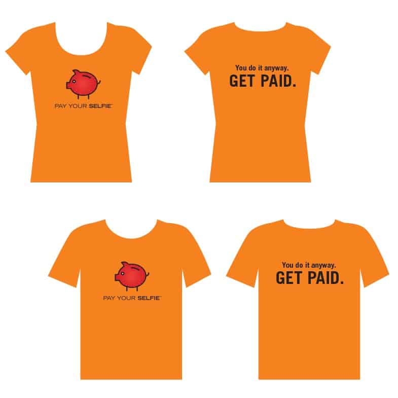 Pay Your Selfie brand design - brand ambassador tees