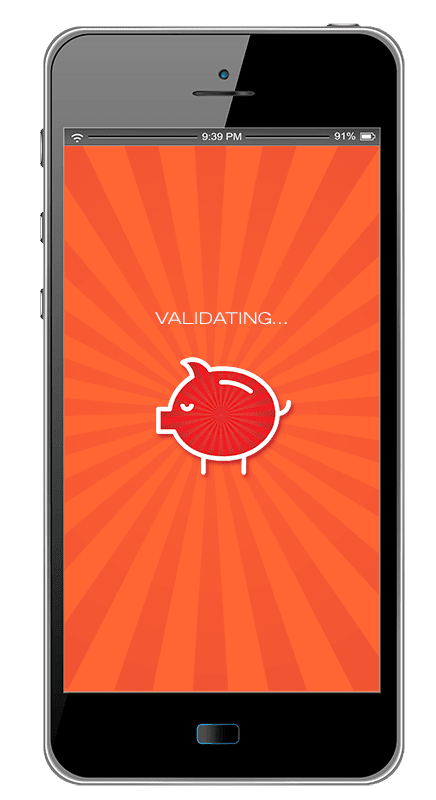 Pay Your Selfie app design, loading page.