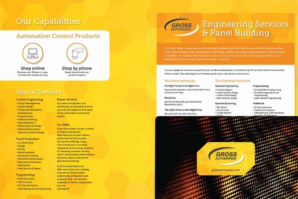 Branded pocket folder, interior view.