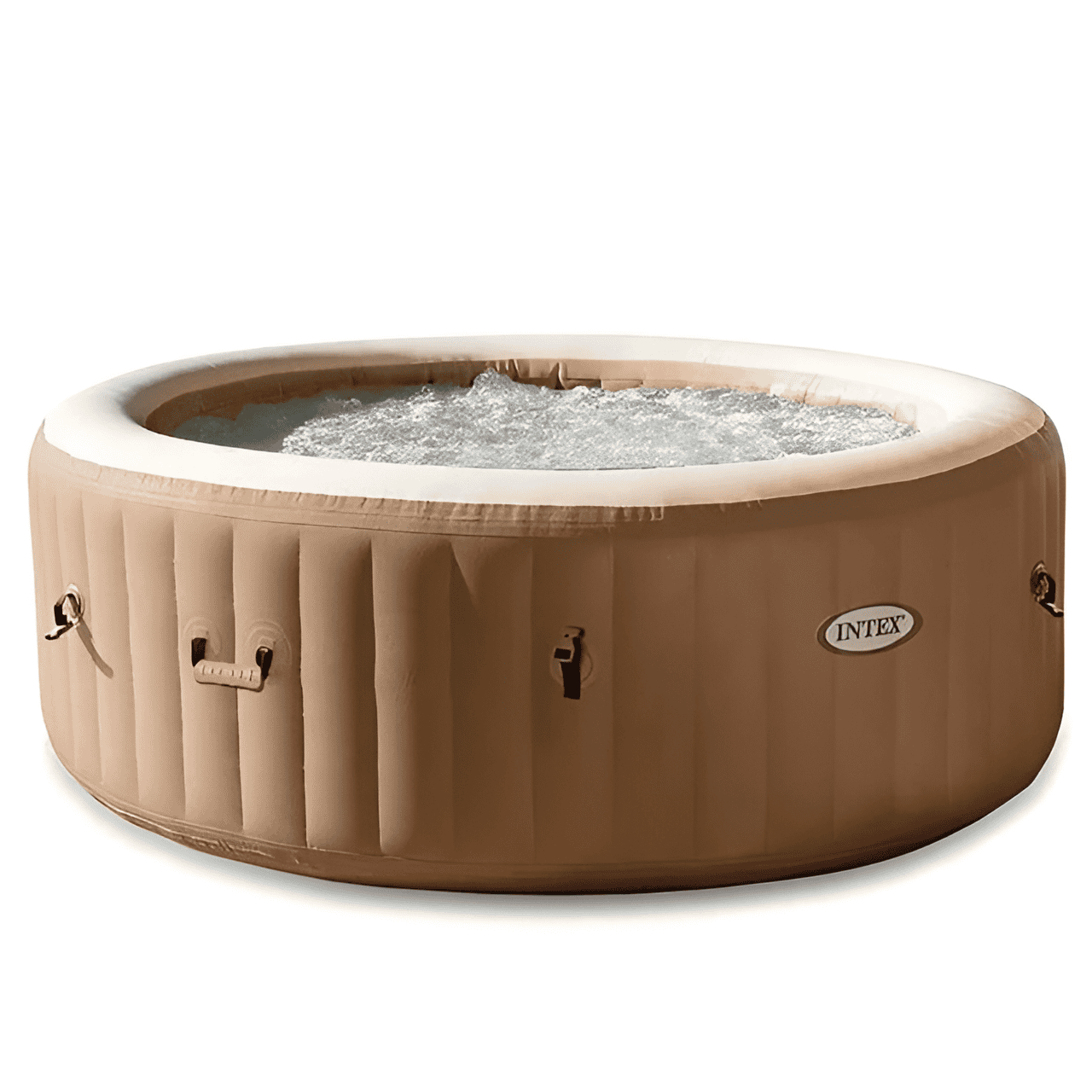 Opblaasbare bruine jacuzzi met bubbels.