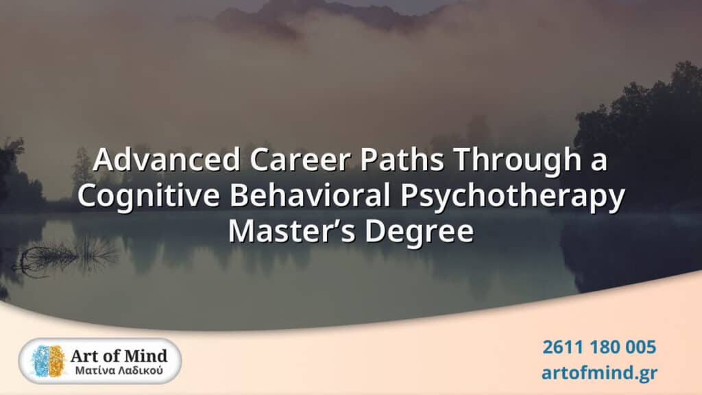 Illustration representing advanced career opportunities available through a Master’s degree in Cognitive Behavioral Psychotherapy, highlighting evidence-based mental health training and professional growth.