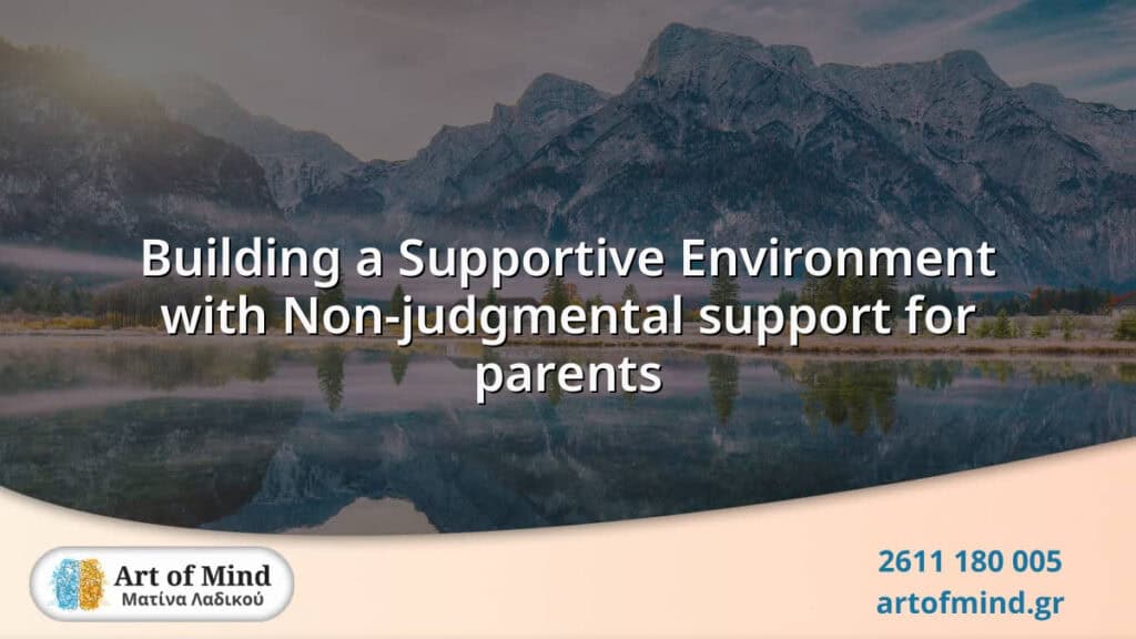 Parents sharing compassionate and non-judgmental support in a nurturing environment that promotes emotional well-being and healthy family relationships.