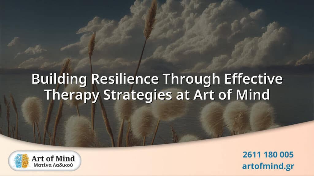 Illustration representing building psychological resilience through effective therapy strategies at Art of Mind, emphasizing emotional strength and adaptive coping techniques in a supportive environment.