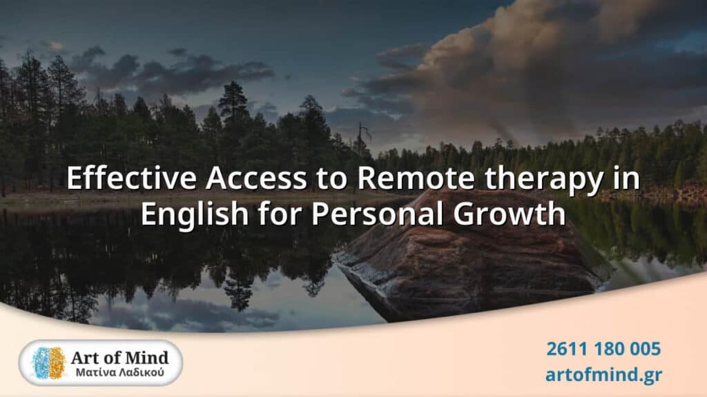 A serene and professional online therapy session demonstrating effective remote mental health support in English, promoting personal growth and emotional well-being from anywhere.