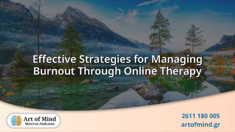 A calming and professional online therapy session focused on effective strategies to manage burnout, showcasing virtual mental health support accessible from home.