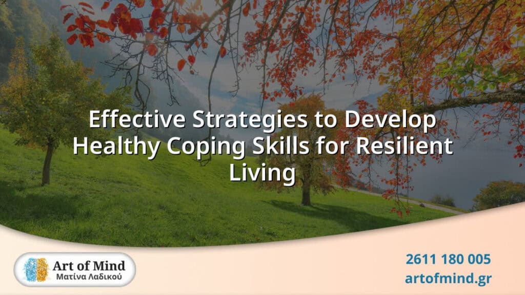 A visual representation illustrating effective strategies to develop healthy coping skills for resilient living, promoting mental well-being and emotional strength through evidence-based psychotherapy methods.